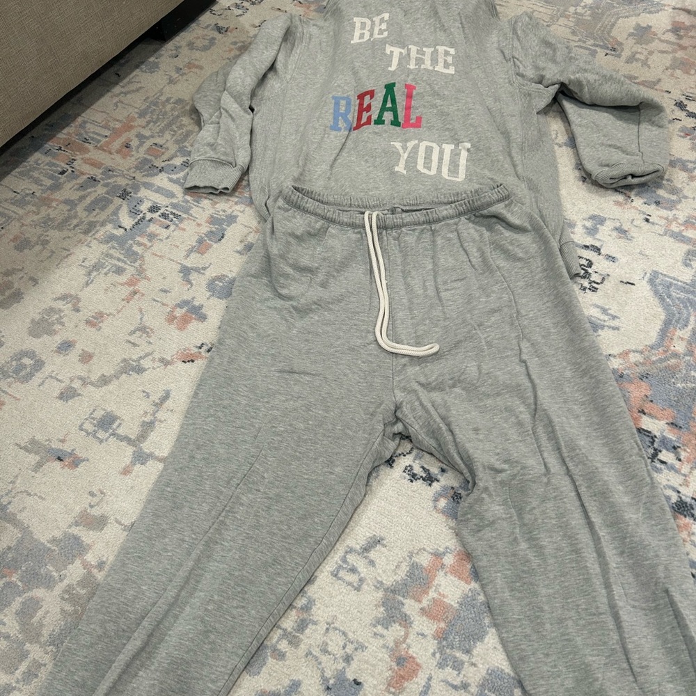 Gray 'Be the Real You' Sweatshirt and Joggers Set